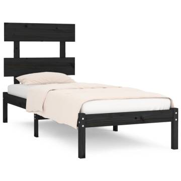 Black Solid Wood Bed Frame 75x190 cm - Small Single