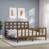 Bed Frame with Headboard Honey Brown King Size Solid Wood Colour honey brown Size 150 x 200 cm 