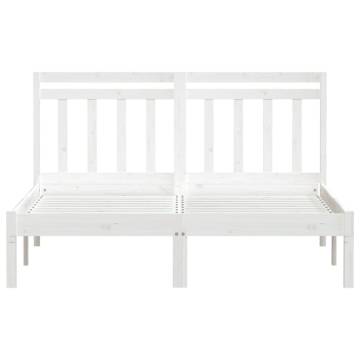 Stylish White Bed Frame 120x190 cm Small Double - Solid Wood