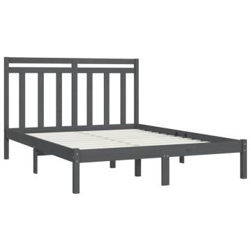 Grey Solid Wood Bed Frame 135x190 cm Double | Hipo Market