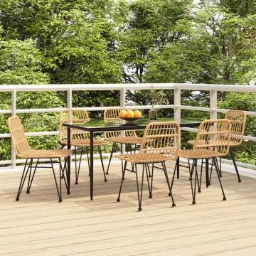 7 Piece Garden Dining Set - Durable Poly Rattan | Hipomarket