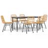 7 Piece Garden Dining Set - Durable Poly Rattan | Hipomarket