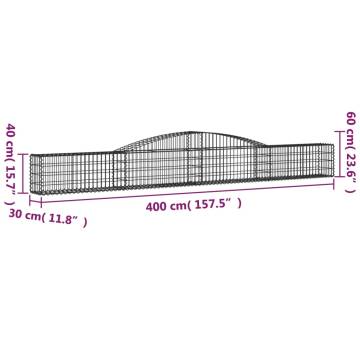 Arched Gabion Baskets 2 pcs - Galvanised Iron Garden Barriers