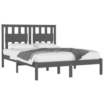 Grey Solid Wood Pine Bed Frame - King Size 150x200 cm