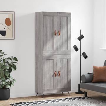 Stylish Highboard Grey Sonoma - 69.5x34x180 cm Engineered Wood