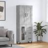 Highboard Concrete Grey 69.5x34x180 cm Engineered Wood Colour concrete grey Quantity in Package 1 Model 1 glass door 3 drawers 