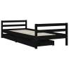 Kids Bed Frame with Drawers - Black 80x200 cm Solid Pine