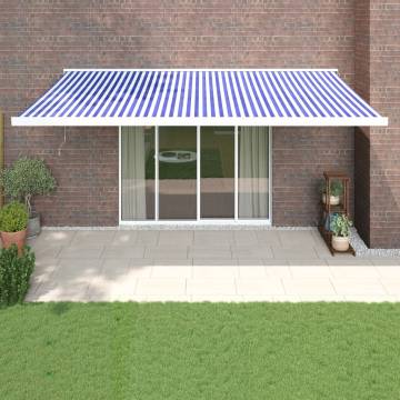 Retractable Awning Blue & White 5x3m - Durable & Stylish