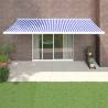 Retractable Awning Blue and White 5x3 m Fabric and Aluminium Colour blue and white (white frame) Size 5 x 3 m Quantity in Package 1 