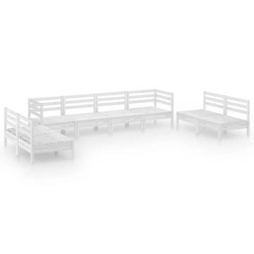 8 Piece Garden Lounge Set - White Solid Pinewood - Hipo Market