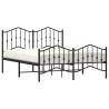 Black Metal Bed Frame with Headboard & Footboard - 140x200 cm