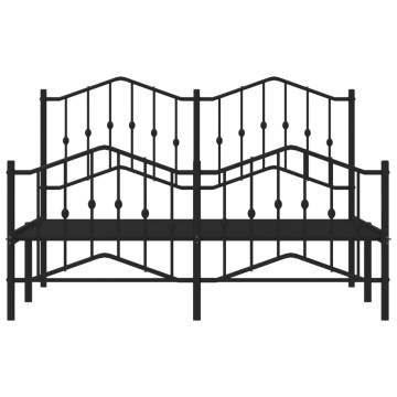 Black Metal Bed Frame with Headboard & Footboard - 140x200 cm