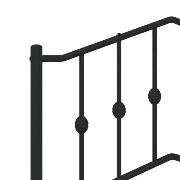 Black Metal Bed Frame with Headboard & Footboard - 140x200 cm