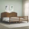 Bed Frame with Headboard Honey Brown 200x200 cm Solid Wood Colour honey brown Size 200 x 200 cm 