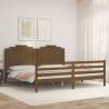 Honey Brown Bed Frame with Headboard - Solid Wood 200x200 cm