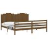 Honey Brown Bed Frame with Headboard - Solid Wood 200x200 cm