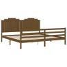 Honey Brown Bed Frame with Headboard - Solid Wood 200x200 cm