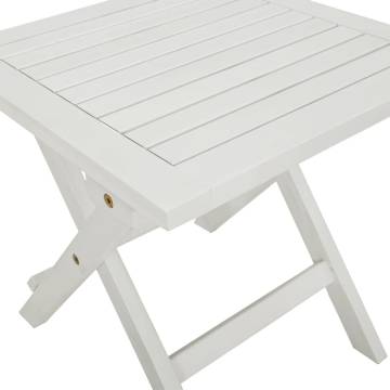 Sun Lounger with Table - Solid Acacia Wood - White Finish