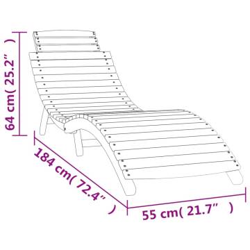 Sun Lounger with Table - Solid Acacia Wood - White Finish