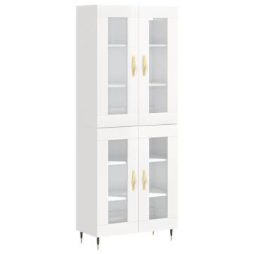 Stylish Highboard High Gloss White - 69.5x34x180 cm