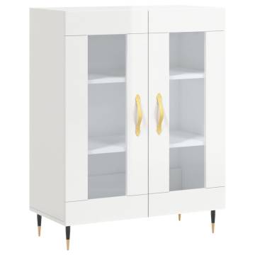 Stylish Highboard High Gloss White - 69.5x34x180 cm