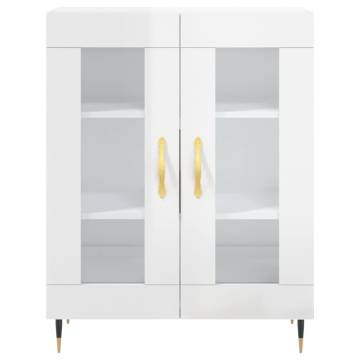 Stylish Highboard High Gloss White - 69.5x34x180 cm