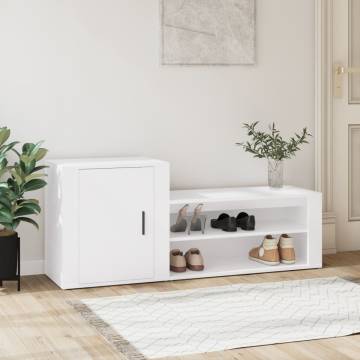 Shoe Cabinet White 130x35x54 cm | Elegant Engineered Wood