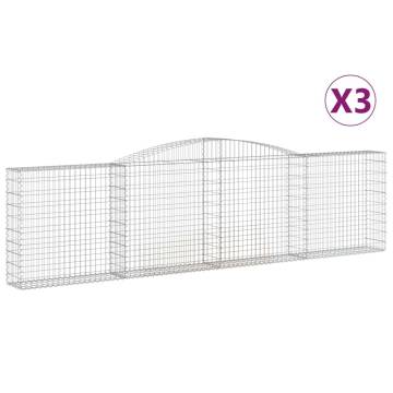 Arched Gabion Baskets - 3 pcs Galvanised Iron | HipoMarket UK