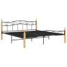 Black Metal & Solid Oak Bed Frame 180x200 cm | Hipomarket