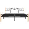 Black Metal & Solid Oak Bed Frame 180x200 cm | Hipomarket