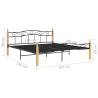 Black Metal & Solid Oak Bed Frame 180x200 cm | Hipomarket