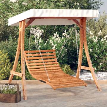 Swing Bed with Canopy - Solid Wood Spruce & Teak Finish