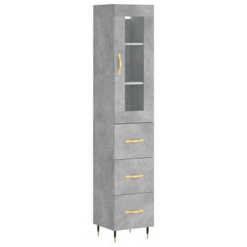 Stylish Highboard Concrete Grey - 34.5x34x180 cm