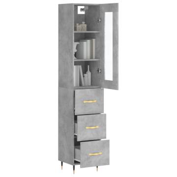 Stylish Highboard Concrete Grey - 34.5x34x180 cm