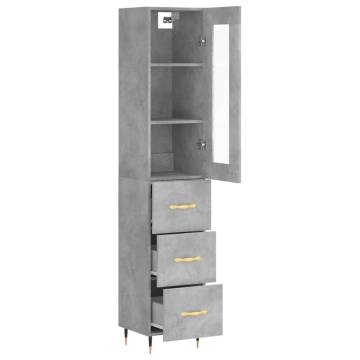 Stylish Highboard Concrete Grey - 34.5x34x180 cm