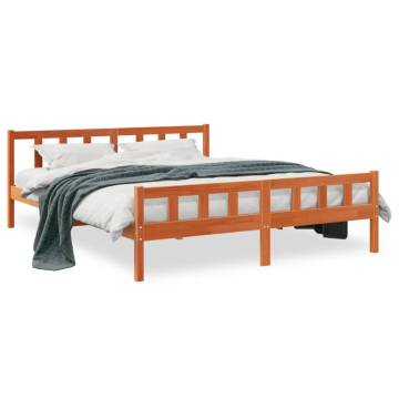 Bed Frame with Headboard - Wax Brown Super King Size 180x200 cm