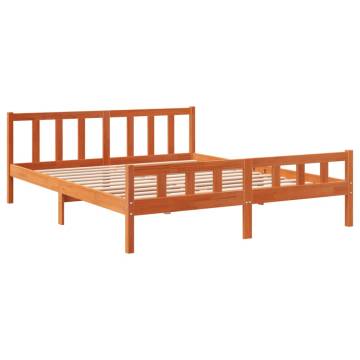 Bed Frame with Headboard - Wax Brown Super King Size 180x200 cm