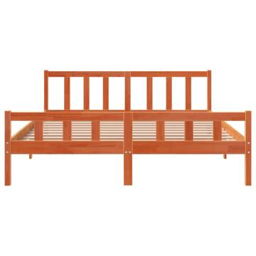 Bed Frame with Headboard - Wax Brown Super King Size 180x200 cm