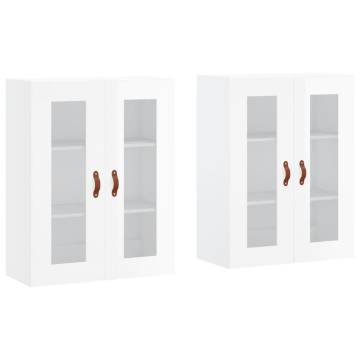 Stylish High Gloss White Wall Mounted Cabinets - 2 Pcs