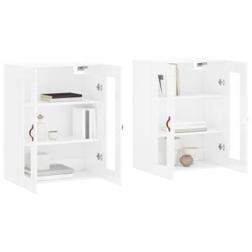 Stylish High Gloss White Wall Mounted Cabinets - 2 Pcs