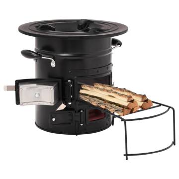 Camping Wood Stove - Black Steel for Outdoor Cooking