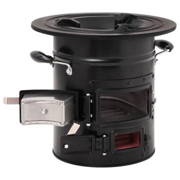 Camping Wood Stove - Black Steel for Outdoor Cooking