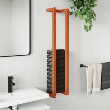 Towel Rack Wax Brown - Stylish Solid Wood Pine Bathroom Storage