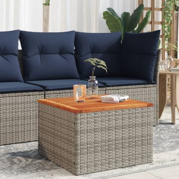 Garden Table Grey 55x55 cm | Durable Poly Rattan & Acacia Wood