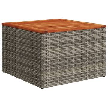 Garden Table Grey 55x55 cm | Durable Poly Rattan & Acacia Wood