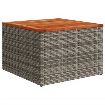 Garden Table Grey 55x55 cm | Durable Poly Rattan & Acacia Wood