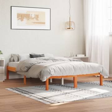 Wax Brown Solid Wood Double Bed Frame - 135x190 cm