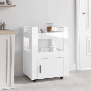 High Gloss White Kitchen Trolley - 60x45x80 cm | Hipo Market