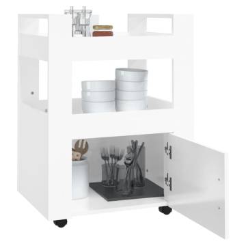 High Gloss White Kitchen Trolley - 60x45x80 cm | Hipo Market