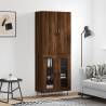 Highboard Brown Oak 69.5x34x180 cm Engineered Wood Colour brown oak Quantity in Package 1 Model 2 glass doors 